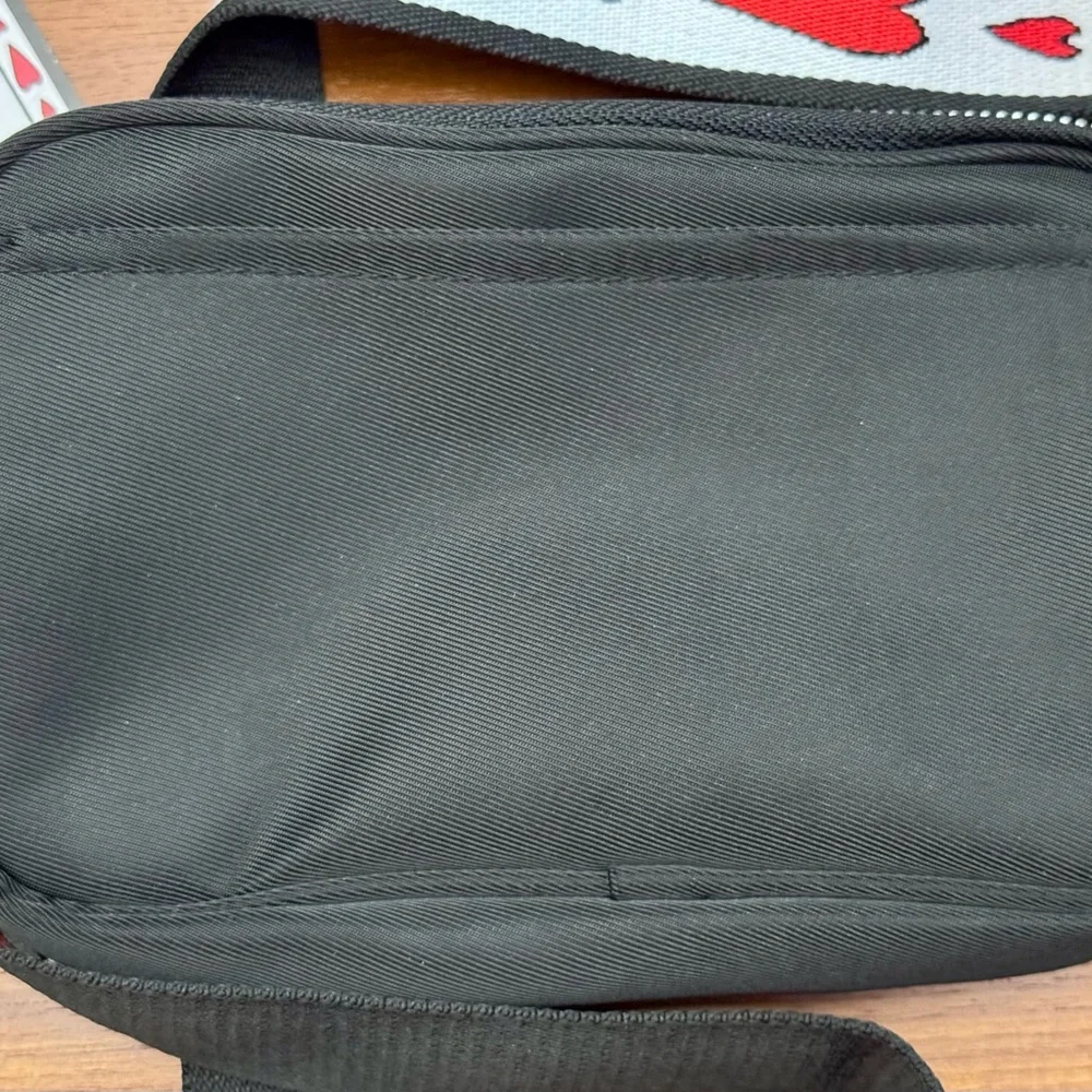 Brighton Black Crossbody Bag with Red Heart Accent Strap - Picture 3 of 6